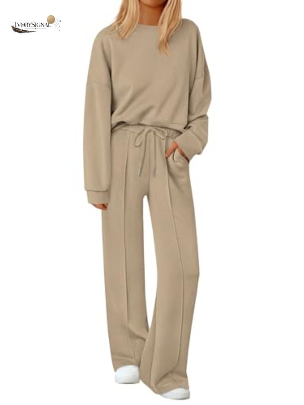Women's Long Sleeve Sweatshirt 2 Piece Set Lounge Wide Leg Pants